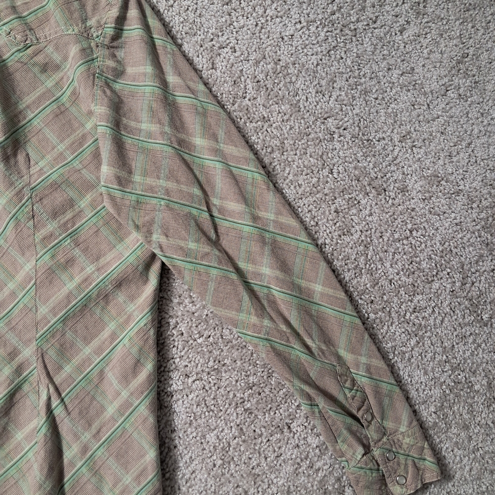 Ruff Hewn Womens Medium Pearl Snap Shirt Brown and Green Checkered - Picture 10 of 11